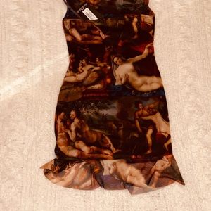 Renaissance print mini dress
